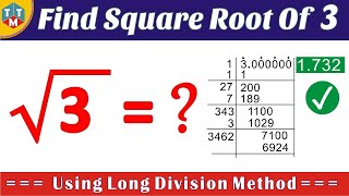 How To Find Out Square Root Of 3  Square Root Of 3 By Long Division Method  Find Square Root Of 3 [upl. by Truman]