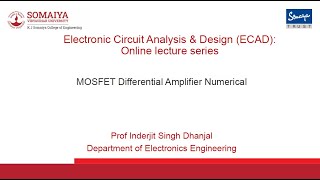 MOSFET Differential Amplifier Numerical [upl. by Eiralam]