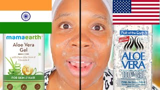 THE BEST ALOE VERA GEL India VS America ALOE GEL FRUIT OF THE EARTH VS MAMAEARTH [upl. by Cirdla]