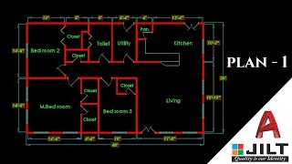 Make a Simple Floor Plan in AutoCAD RTV Tech Part 1 1080 p [upl. by Hairem]