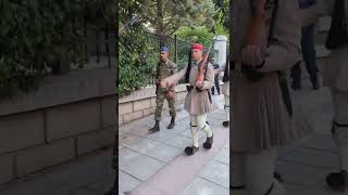 Presidential Guard EvzonesΕύζωνες marching back to the Presidential Palace Athens [upl. by Renae]