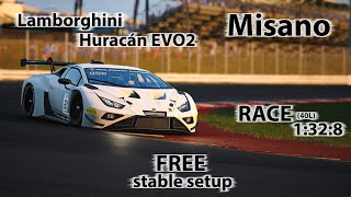 ACC 110  Lamborghini Huracan EVO2 GT3  Misano  FREE stable Race setup [upl. by Maise]