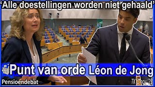 Punt van orde Léon de Jong verzoekt pensioendebat uit te stellen  Tweede Kamer pensioenstelsel [upl. by Kronick]