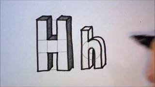 How to draw the letter H in 3D  Hoe teken je de letter H in 3D [upl. by Essy883]