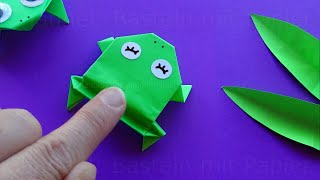 Hüpfenden Origami Frosch falten 🐸 Springenden Frosch basteln mit Papier  Einfache Tiere basteln [upl. by Amihsat]