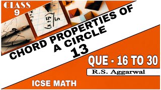 Chord Properties of a Circle Class 9th Math Exercise 13 Que 16 TO 30 RSAggarwal Math icse math [upl. by Nuawtna]