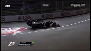 The infamous Formula 1 Singapore Sling Chicane took many victims over the short time it was there [upl. by Innavoj]