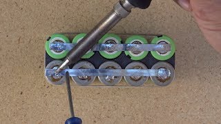 How to solder 18650 Liion batteries to make a custommade battery pack Ebike [upl. by Nivrad996]