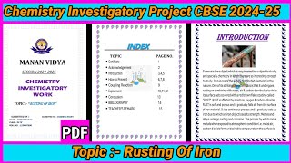 CBSE 2425 Class XII  Chemistry Investigatory Project On Rusting Of Iron  With PDF [upl. by Eelirrem]