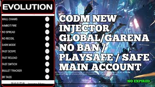 CODM NEW INJECTOR GLOBALGARENA NO BAN  PLAYSAFE  SAFE MAIN ACCOUNT [upl. by Anilejna]