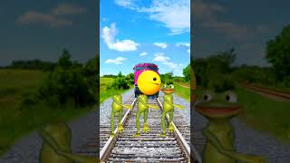 Frog 3 dance versus train frog Vsrain drver Tonareel funnyvideoshort vfXkviratfrog [upl. by Norrab169]