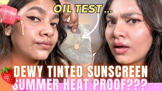 Is DotampKey Strawberry Dew Tinted Sunscreen Oily amp Acne Prone Skin Friendly REVIEW  DEMO [upl. by Kendry]