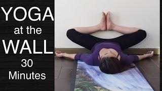 Gentle Yoga at the Wall  Stretches for Lower Back Hamstrings Hips amp Inner Thighs 30 Minutes [upl. by Sears]