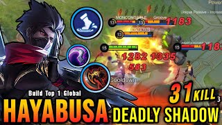 31 Kills New Hayabusa Best Build and Emblem  Build Top 1 Global Hayabusa  MLBB [upl. by Onitrof700]