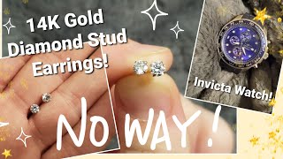 ThredUp DIY 5lb Jewelry Unboxing 14K Diamond Stud Earrings [upl. by Aicala196]