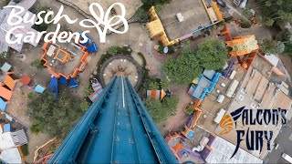 Falcons Fury On Ride POV  Busch Gardens Tampa Bay [upl. by Ahsyas422]