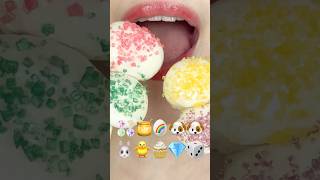 ASMR EMOJI FOOD ✨🍯🥚🌈🐶🐶🐰🐥🧁💎🎲 이모지 먹방 sped up [upl. by Ailev]