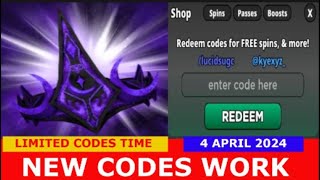 NEW CODES APRIL 4 2024  SPIN 4 FREE UGC ROBLOX  ALL CODES  LIMITED CODES TIME [upl. by Divadnahtanoj]