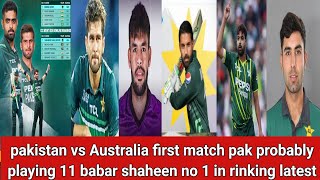 pakistan vs Australia first match pak probably playing 11 babar shaheen no 1 in rinking latest [upl. by Heinrike]