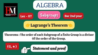 Lagranges Theorem in Group theory  Statement and proof [upl. by Cordalia668]