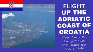 Flight up the Adriatic Coast of Croatia with views from 36000 feet  4 July 2024 [upl. by Sirrap501]