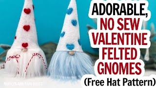 Mini Felted Sock Gnomes  Free Gnome Hat Pattern  Valentine Gnome Tutorial  Dollar Tree Gnome DIY [upl. by Eisele]