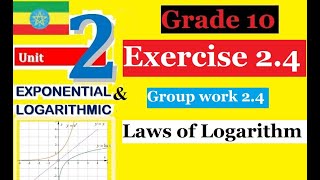 Mathematics Grade 10 Unit 2 Exercise 24 group work 24 amp Laws of logarithmsGirma21​ [upl. by An759]