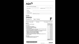 Official summer 2024 AQA GCSE SPANISH 8698 RF Paper 3 Reading Foundation Tier Merged Question Paper [upl. by Inigo]