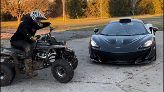 Banshee 350 drifts donuts around a McLaren 600LT… wildcat shorts [upl. by Jaqitsch519]