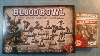 UNBOXING Shambling Undead BLOODBOWL Champions of Death model kit and Team card pack [upl. by Anallise]