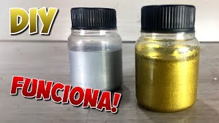 Como fazer Tinta dourada e prateada em casa DIY [upl. by Amoihc]