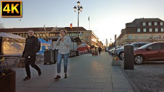 City Walk in the streets of Växjö in golden sunlight  4K Sweden City Walking [upl. by Vickey896]