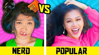 HOW TO BECOME POPULAR  Nerd VS Popular in 24 Hours Funny School Life Hacks by Spy Ninjas [upl. by Idona]