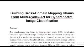 Building Cross Domain Mapping Chains From Multi CycleGAN for Hyperspectral Image Classification [upl. by Peck]