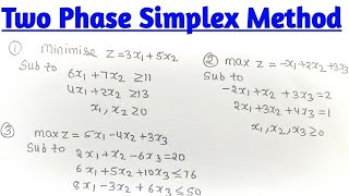 Two Phase Simplex Method Operation Research  Two Phase Method in Hindi LPP [upl. by Lister]