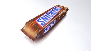 Cómo dibujar una barra de Snickers con lápices de colores  con efecto 3D [upl. by Akcirret]