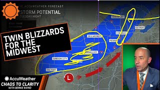 Twin Blizzards For the Midwest  AccuWeather [upl. by Ahsilif]