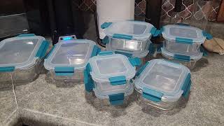 18 Piece Borosilicate Glass Turquoise Food Storage Containers  Glass Lunch Box  Kitchen Review [upl. by Asum]