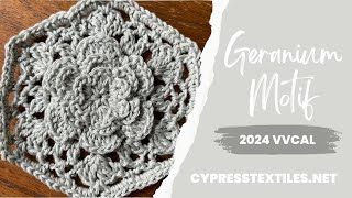 2024 VVCAL Geranium Crochet Hexagon Free Motif Pattern [upl. by Mcgregor]