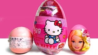 DibusYmas 3 surprise eggs Hello Kitty Barbie Mickey Mouse Toy Story by Unboxingsurpriseegg [upl. by Bolme788]