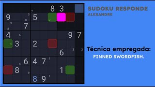 Destravando o sudoku com a técnica  FINNED SWORDFISH SUDOKU RESPONDE [upl. by Aylmar]