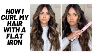 HOW I CURL MY HAIR WITH A FLAT IRON Flat iron curls [upl. by Nyladgam]