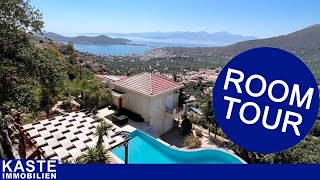 Kreta  4SchlafzimmerVilla mit spektakulärer Aussicht Pool und Garten  Roomtour [upl. by Tarkany]