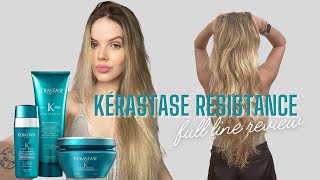 KÉRASTASE RESISTANCE FULL LINE REVIEW AND TRY ON treatment for very damaged chemically treated hair [upl. by Mela741]