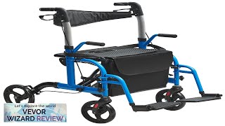 VEVOR 2 in 1 Rollator Walker amp Transport Chair for Seniors Folding Review [upl. by Ecirtaemed]