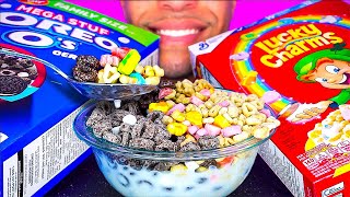 OREO OS LUCKY CHARMS CEREAL MILK CANDY EATING SOUNDS MUKBANG JERRY ASMR EATING MUKBANG [upl. by Seafowl]