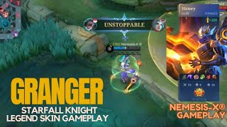 Granger Unstoppable Dominating Legend Skin Gameplay 🤩  NemesisX®  Mobile Legends [upl. by Cochard]