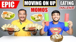 EPIC MOVING ON UP MOMOS EATING CHALLENGE  Spicy Momos Eating Competition  Food Challenge [upl. by Annasiul]