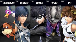 Super Smash Bros Ultimate  Duck Hunt VS Chrom VS Joker VS Wolf VS Pit [upl. by Turoff959]