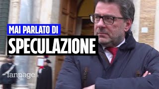 Benzina Giorgetti quotMai parlato di speculazione ai distributoriquot [upl. by Millar]